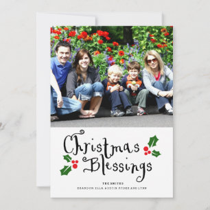 Festiva Navidades de tipografía bendiciendo tarjeta fotogr