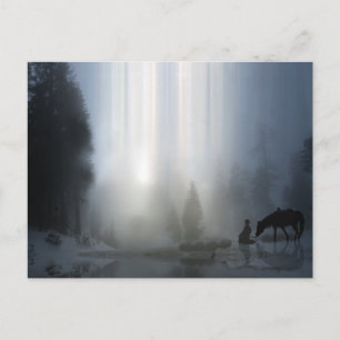 Festiva Navidades de vaquero con postal de caballo
