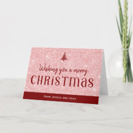 Festiva Navidades del efecto purpurina rosa Pastel Tarjeta