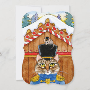 Festiva Navidades del ratón del gato Tarjeta de cálculo o