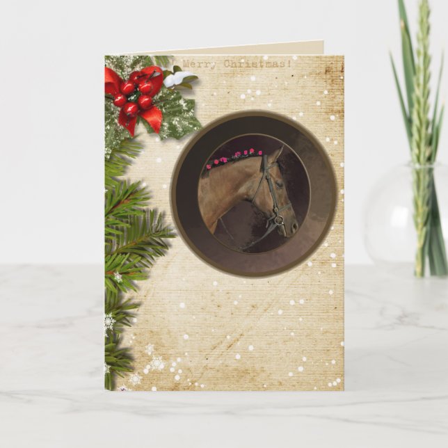 Festiva Navidades del tema del caballo Tarjeta y sobres; P (Anverso)