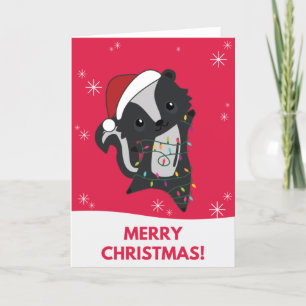 Festiva Navidades del zorrillo desechan tarjeta de vacacio