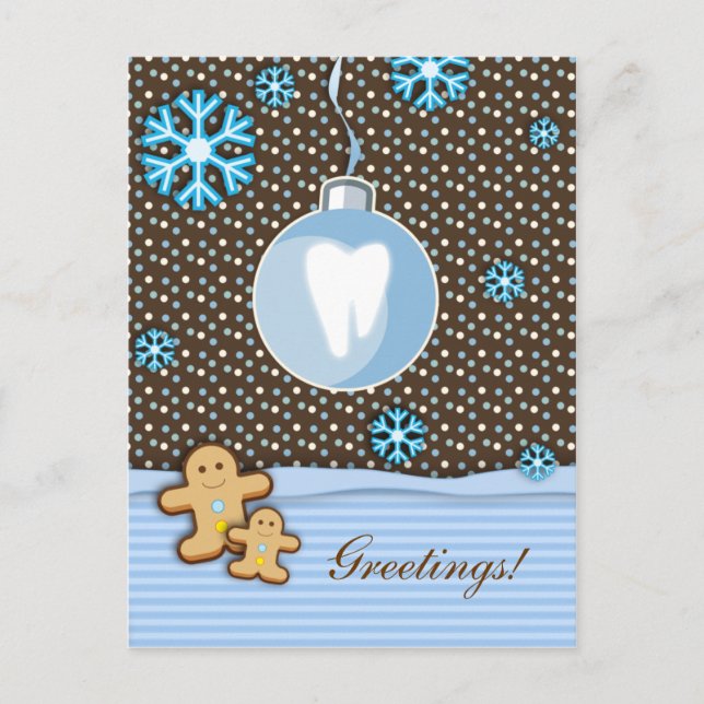 Festiva Navidades dentales postal Gingerbread Blue (Anverso)
