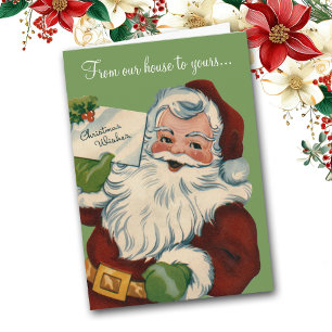 Festiva Navidades Desean la Tarjeta Retro Santa Claus