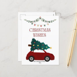Festiva Navidades Desean un coche rojo y una postal feriad
