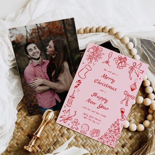 Festiva Navidades dibujados a mano con tarjeta de fotograf (Subido por el creador)