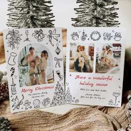 Festiva Navidades dibujados a mano tarjeta de foto Doodle 