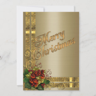 Festiva Navidades elegancia tarjeta plana oro victoriano