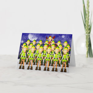 Festiva navidades elfs tarjeta a la familia