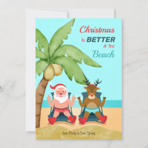 Festiva Navidades en la tarjeta de vacaciones Beach