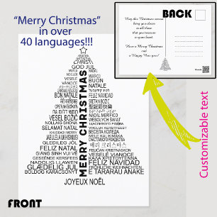 Festiva 🎄 Navidades en muchos idiomas postal de vacacione