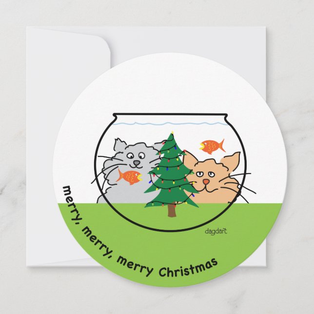 Festiva Navidades en una tarjeta de vacaciones de Fishbowl (Anverso)