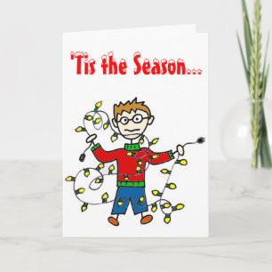 Festiva Navidades enmarañados iluminan tarjeta de saludo