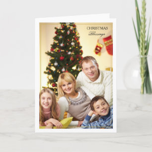 Festiva Navidades enmarcados bendicen tarjeta fotográfica