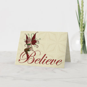 Festiva Navidades Faerie cree en la tarjeta de saludo de f