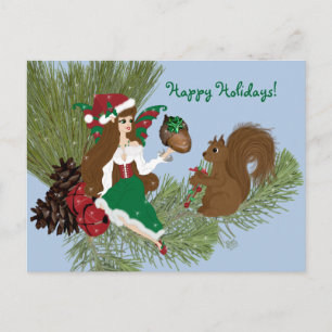 Festiva Navidades Faery and Squirrel Gift dando postal