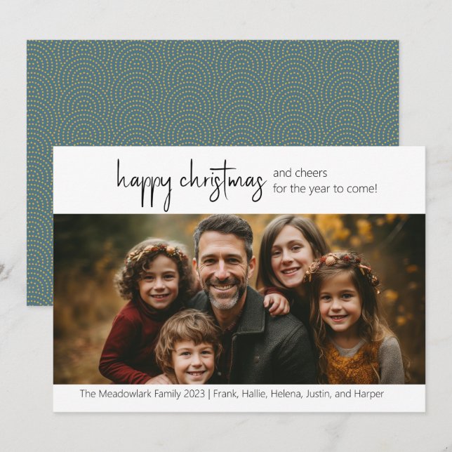 Festiva Navidades felices con una tarjeta de foto (Anverso / Reverso)