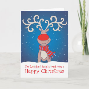 Festiva Navidades felices tarjeta de la familia espalda az