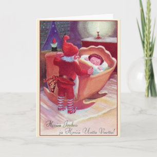 Festiva Navidades Finlandeses Retro Y Tarjeta De Año Nuevo