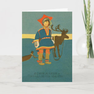 Festiva Navidades Finlandeses Vintage Y Tarjeta De Año Nue