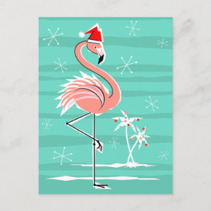 Festiva Navidades Flamingo Stripe aqua postal posterior