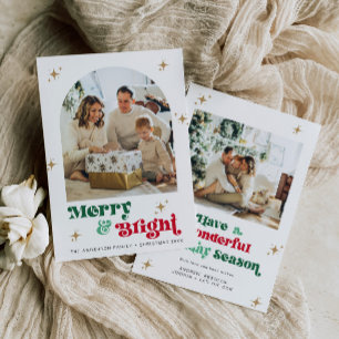 Festiva Navidades fotográficos Retro 2 Tarjeta Boho Holida