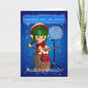 Festiva Navidades galeses con tarjeta de noche silenciosa,