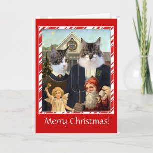 Festiva Navidades gatos graciosos con tarjeta de parodia g