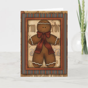Festiva Navidades Gingerbread Man Diseño Tarjeta de Saludo