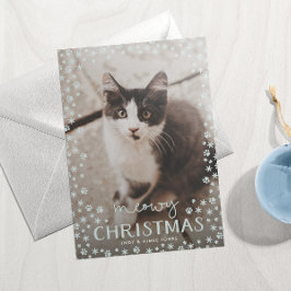 Festiva Navidades Gray Meowy Pet Lover tarjeta fotográfica