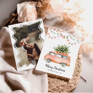 Festiva Navidades Groovy tarjeta de foto navideña de los 7