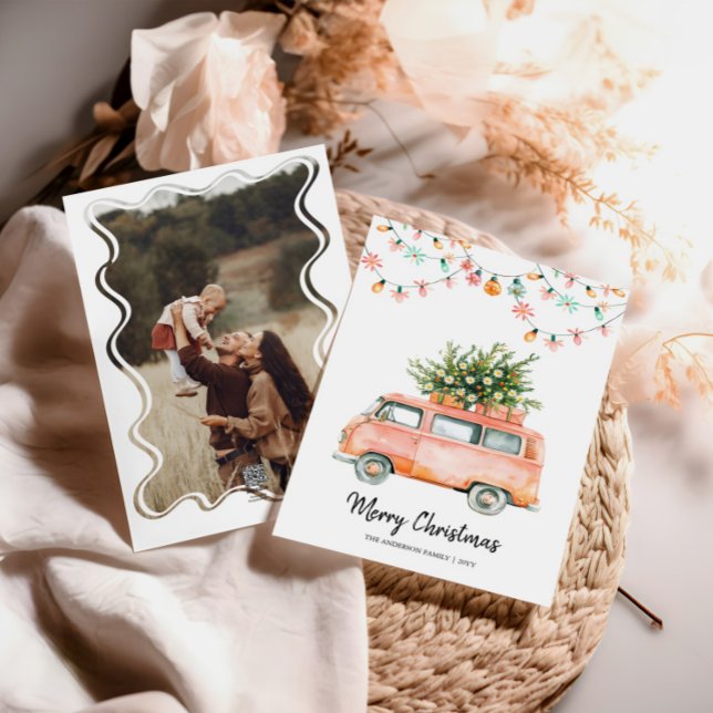 Festiva Navidades Groovy tarjeta de foto navideña de los 7 (Subido por el creador)