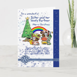 Festiva Navidades Hermanos Y Socios Tarjeta Con Elves - Le