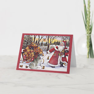 Festiva Navidades Husky Siberiano Tarjeta Santa Bears