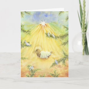 Festiva Navidades Jesús en el conserje con tarjeta de palo