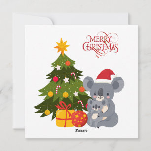 Festiva Navidades Koala lleva tarjeta de vacaciones plana