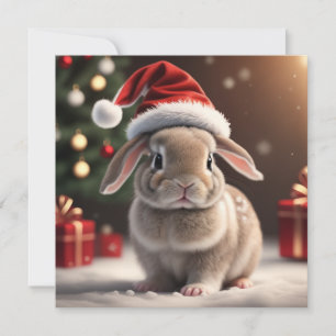 Festiva Navidades lindo conejito con tarjeta de vacaciones