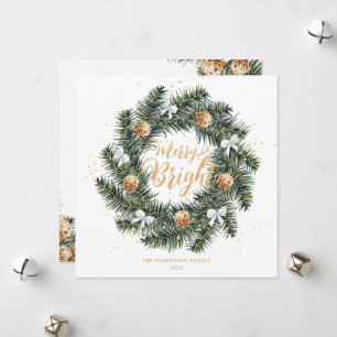 Festiva Navidades merry y brillantes con tarjeta navideña
