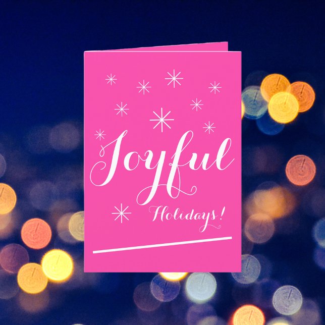 Festiva Navidades Moda Script Girly Tarjeta de vacaciones  (Wishing you a Joyful holiday season.)
