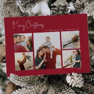 Festiva Navidades modernos Tarjeta de vacaciones Red Fiv
