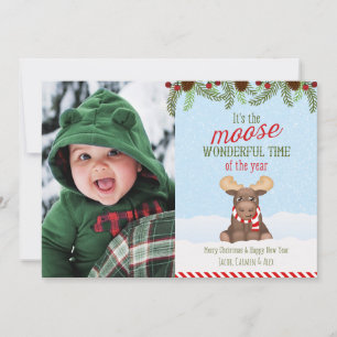 Festiva Navidades Moose - Tarjeta de Navidades de fotos