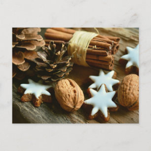 Festiva Navidades nueces galletas de canela postal