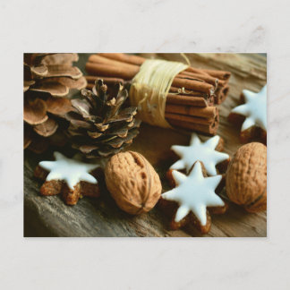 Festiva Navidades nueces galletas de canela postal