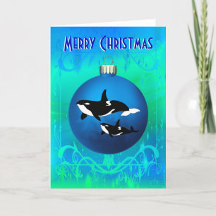 Festiva Navidades Orca - Tarjeta de 7" x 5"