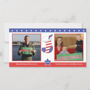 Festiva Navidades patrióticos repartiendo tarjeta de vacac