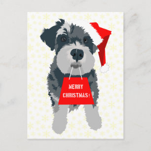 Festiva Navidades Perro Schnauzer con postal Santa Hat