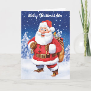 Festiva Navidades personalizados tarjeta Jolly Santa y sac