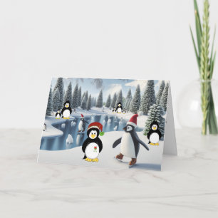 Festiva Navidades pingüinos con tarjeta de vacaciones de h