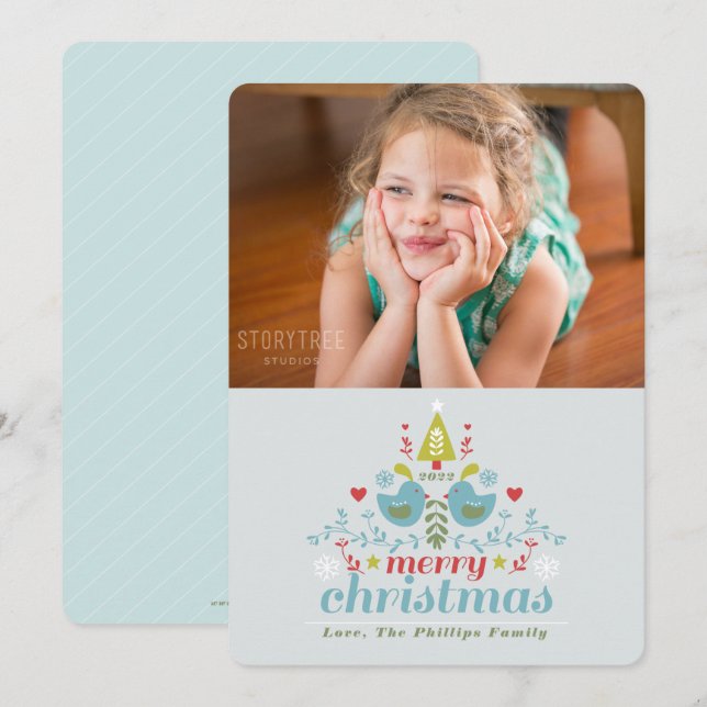 Festiva Navidades populares saludan tarjeta de vacaciones  (Anverso / Reverso)