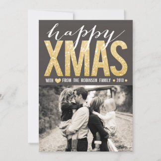 Festiva Navidades Purpurinas de oro moderno tarjeta plana 